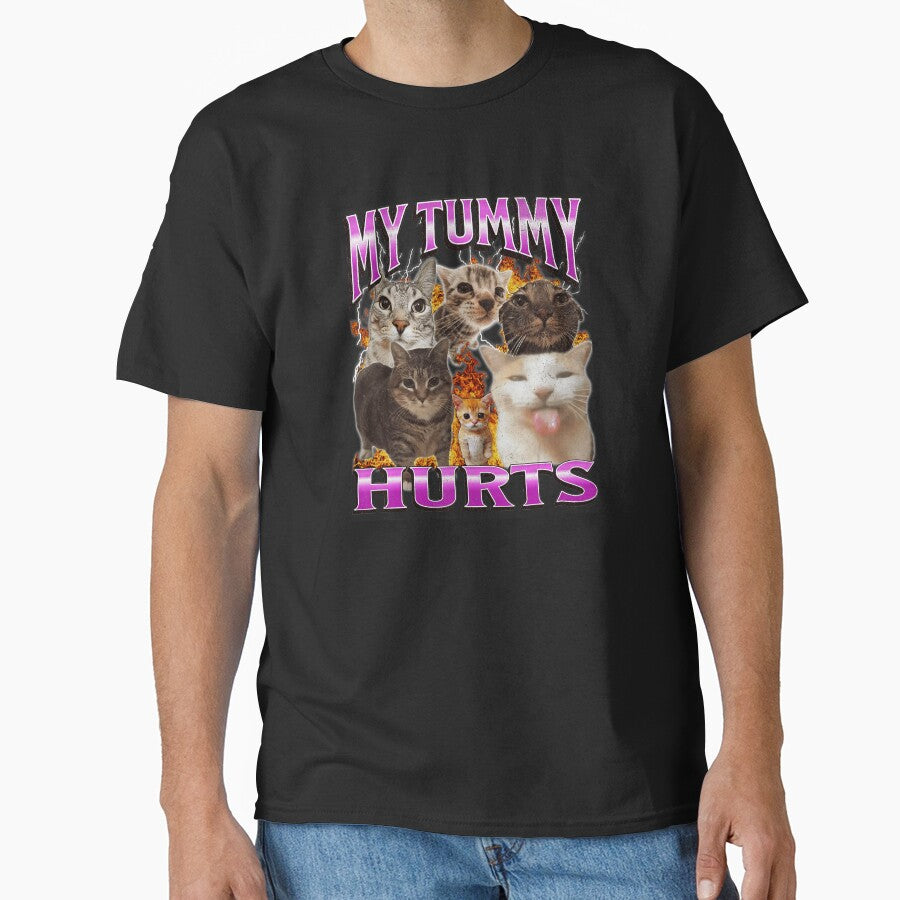My Tummy Hurts Funny Cat Meme Chaotic Humor by tadmercado