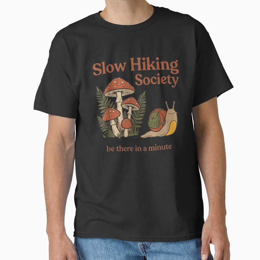 Slow Hiking Society Be There In A Minute Cute Snail Mushroom Forest by LakenDraphil