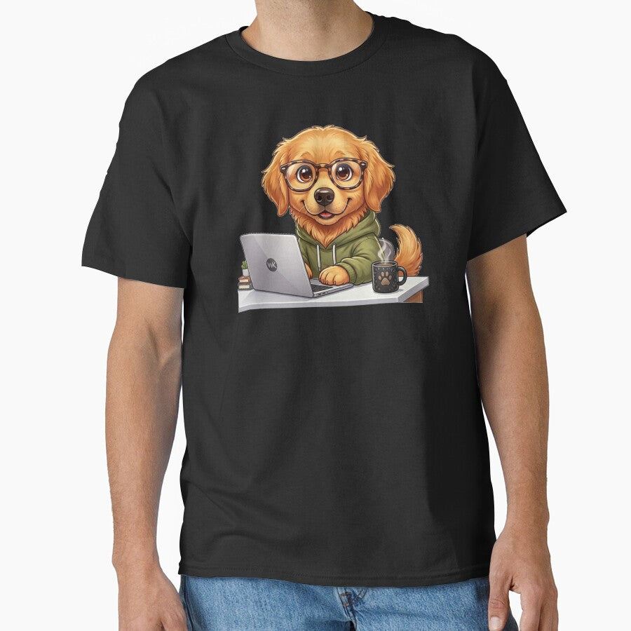 Work From Home Dog – Cute Remote Worker Golden Retriever Laptop Gift by Wild Horizon Studio