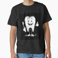 Happy Tooth with Toothbrush Cute Dental Hygiene Cartoon by inkoutninja