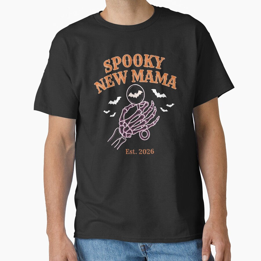 Spooky New Mama Est 2026 Skeleton Baby Rattle Halloween by TeNovaStudio