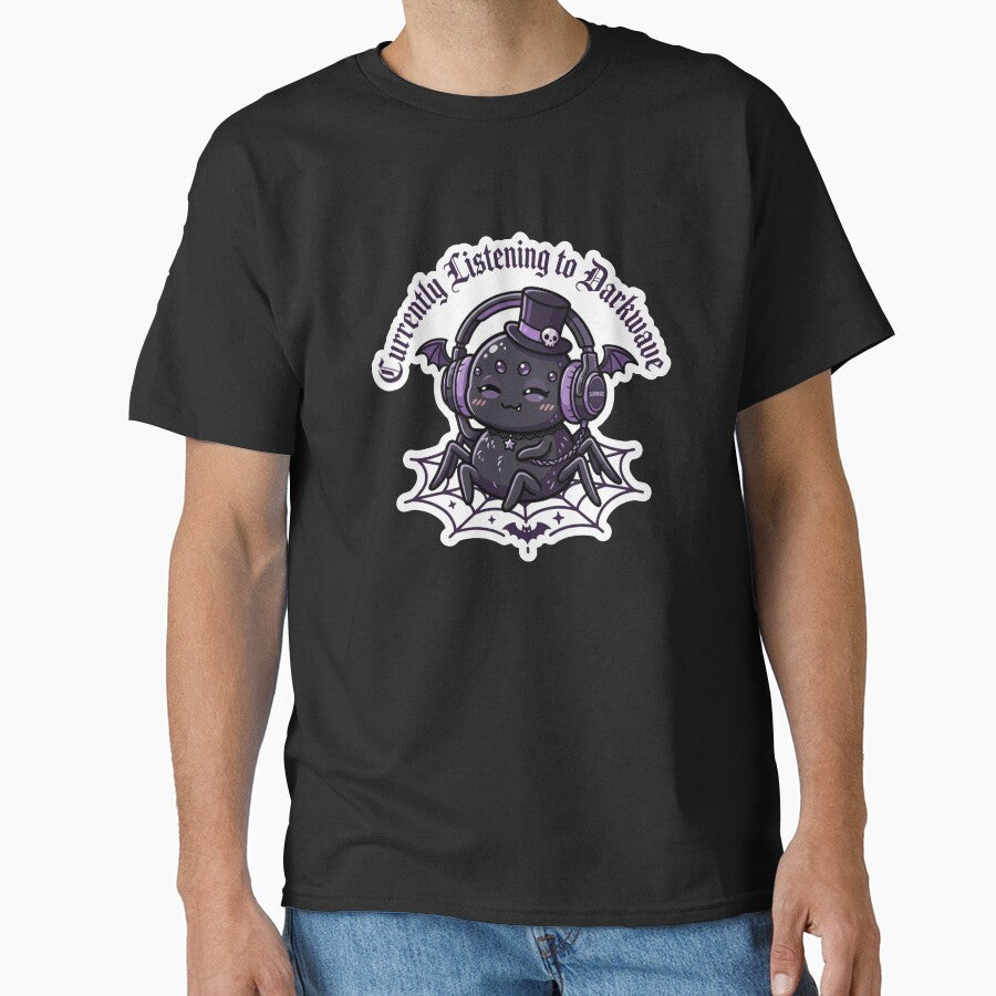 Currently Listening to Darkwave - Kawaii Goth Spider Sticker by EnigmaticGoth