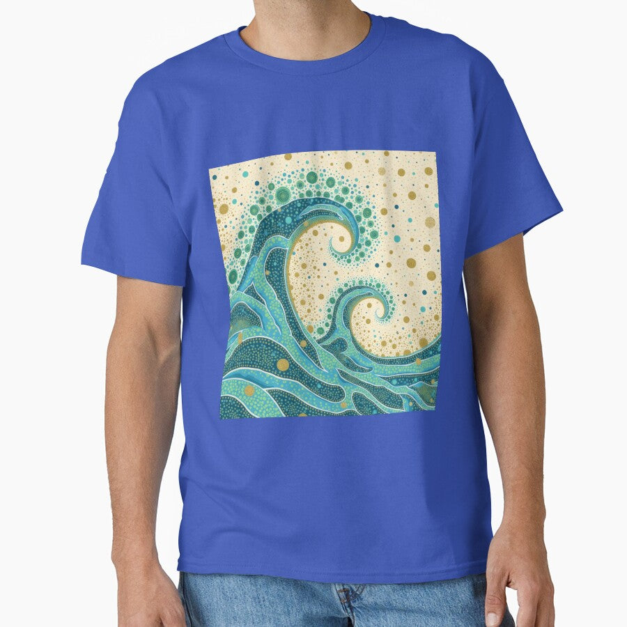 Aboriginal Inspired Dot Art - Big Ocean Teal Waves by GrinGalore