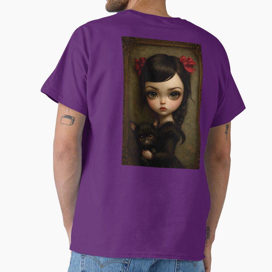 The Girl and Her Shadow Cat. Pop Surrealism Portrait inspired by Mark Ryden. Lowbrow art.. by Piagor