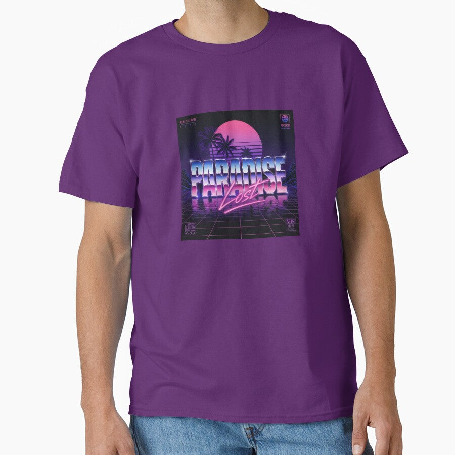 Vaporwave Paradise Lost Neon Retro Aesthetic 80s Synthwave Sunset Chrome Text Design by Sanika arts