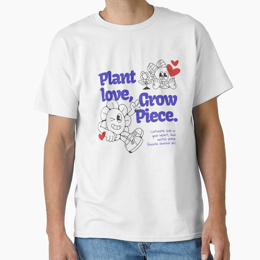 Blue Doodle Plants | Hand‑Drawn Botanical Graphic Tee by Shadow Line Studio