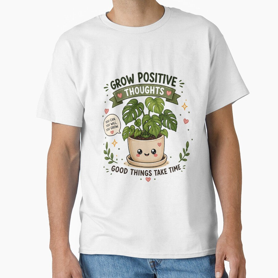 Grow Positive Thoughts | Cute Kawaii Monstera Plant Sticker | Motivational Plant Lover Gift by PLANT LOVER'S PARADISE