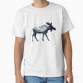 Moose Silhouette with inlay watercolor nature scene of a National Park, Forest, Trees Save Wilderness for Wildlife Hiking Camping Classic T-Shirt sticker by Mama.Does.Designs