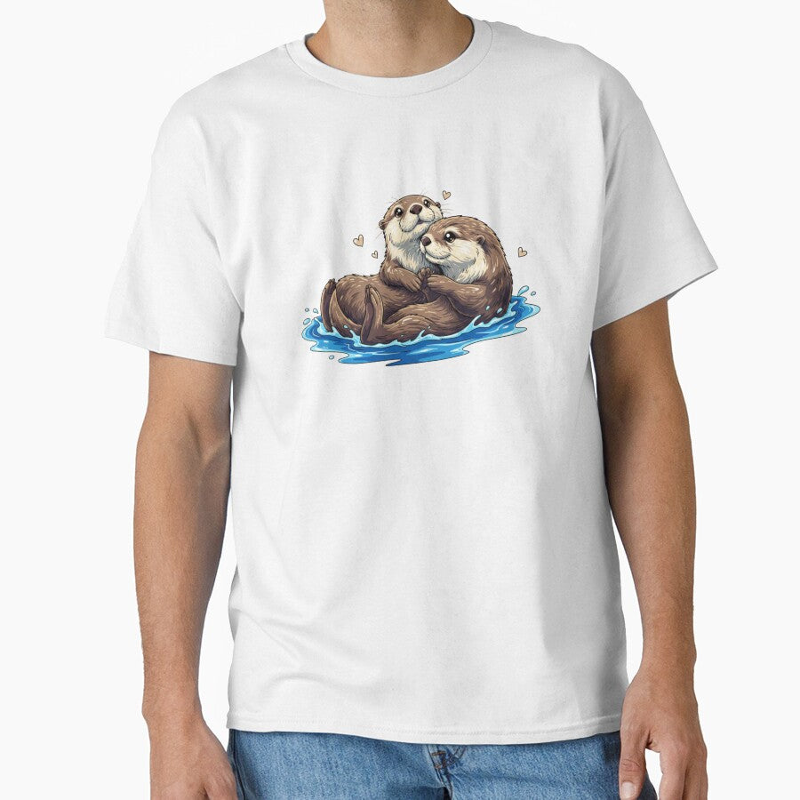 Sea Otters Holding Paws Cute Couple Sticker Romantic Anniversary Gift by Relatable-Ramen