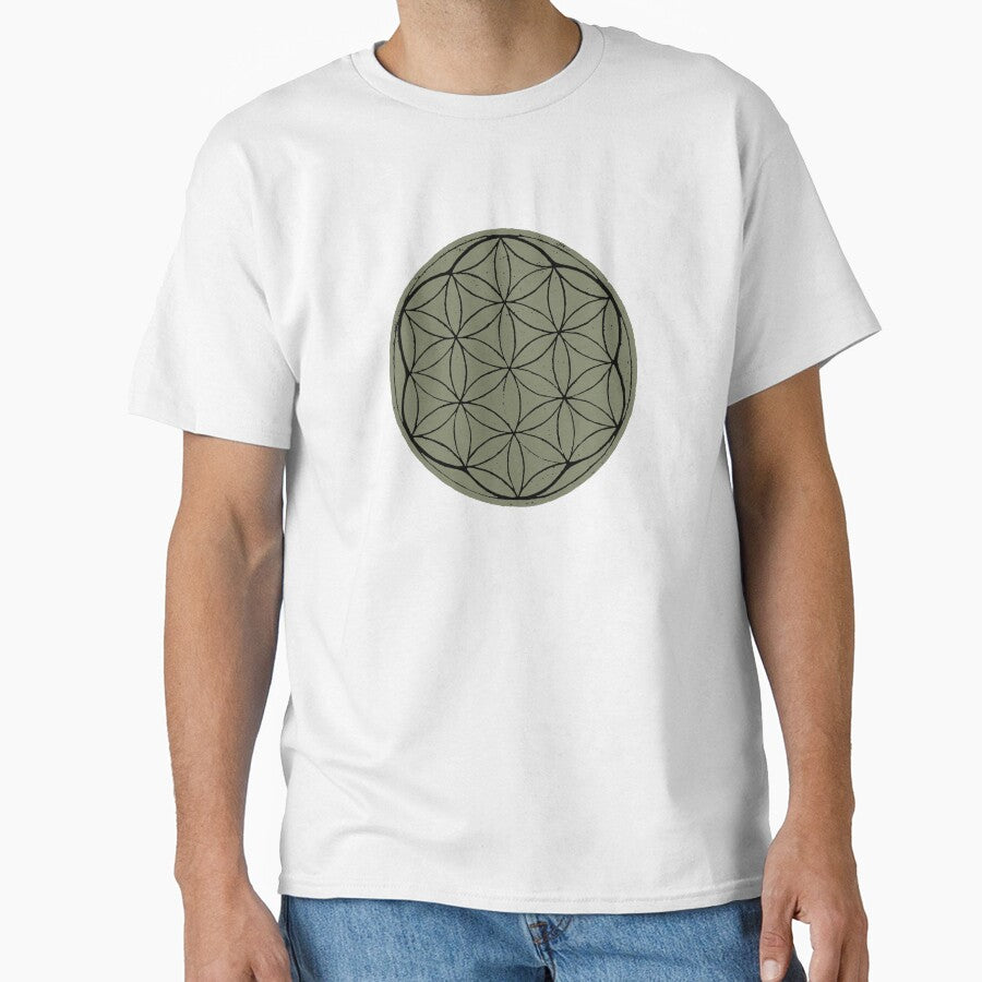 Flower of Life Linocut - Sage + Coal by Irene Estelle