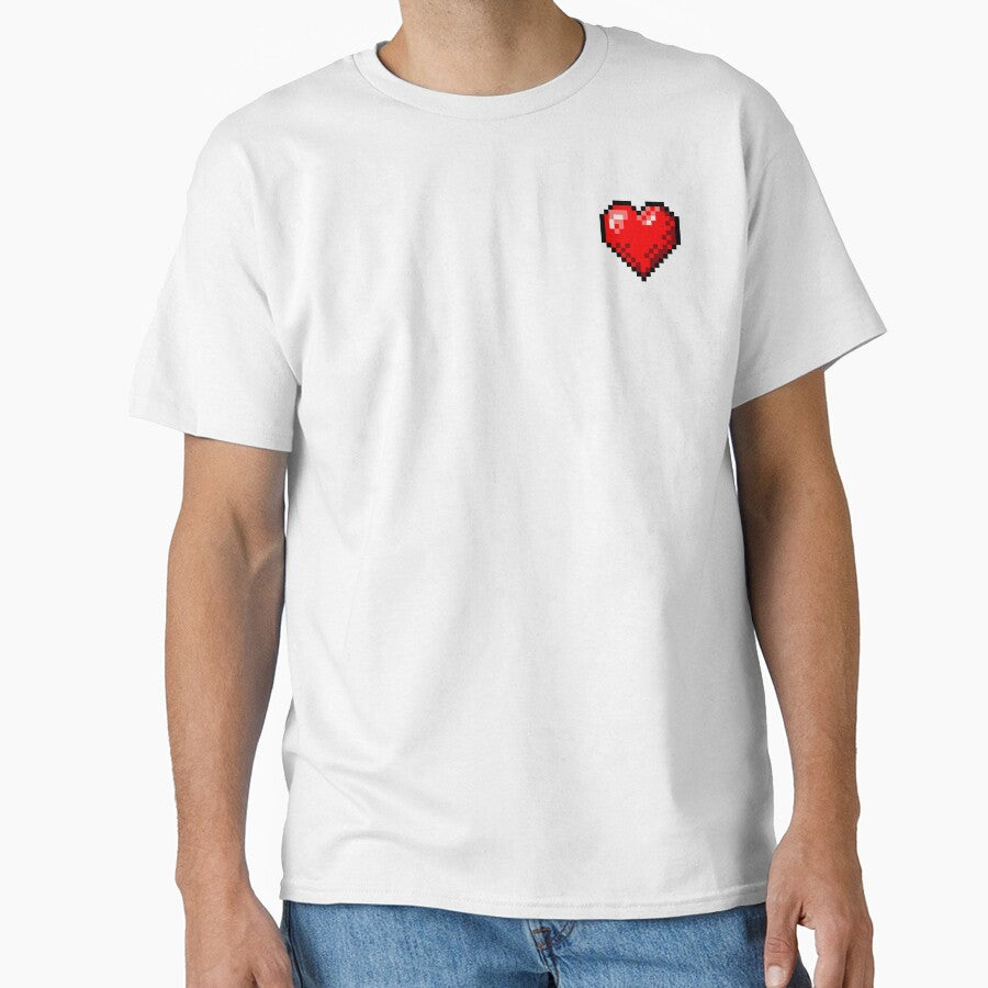 Retro Pixel Art Small Red Pocket Heart by OneToTee
