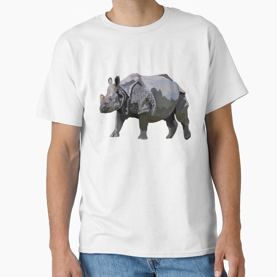 I is for Indian Rhino,Indian Rhino Illustration – Majestic One-Horned Asian Rhino Artwork by PrettylittlepastelUk