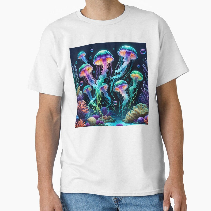Bioluminescent Jellyfish Neon Deep Sea Underwater Coral Reef by RelinCreates