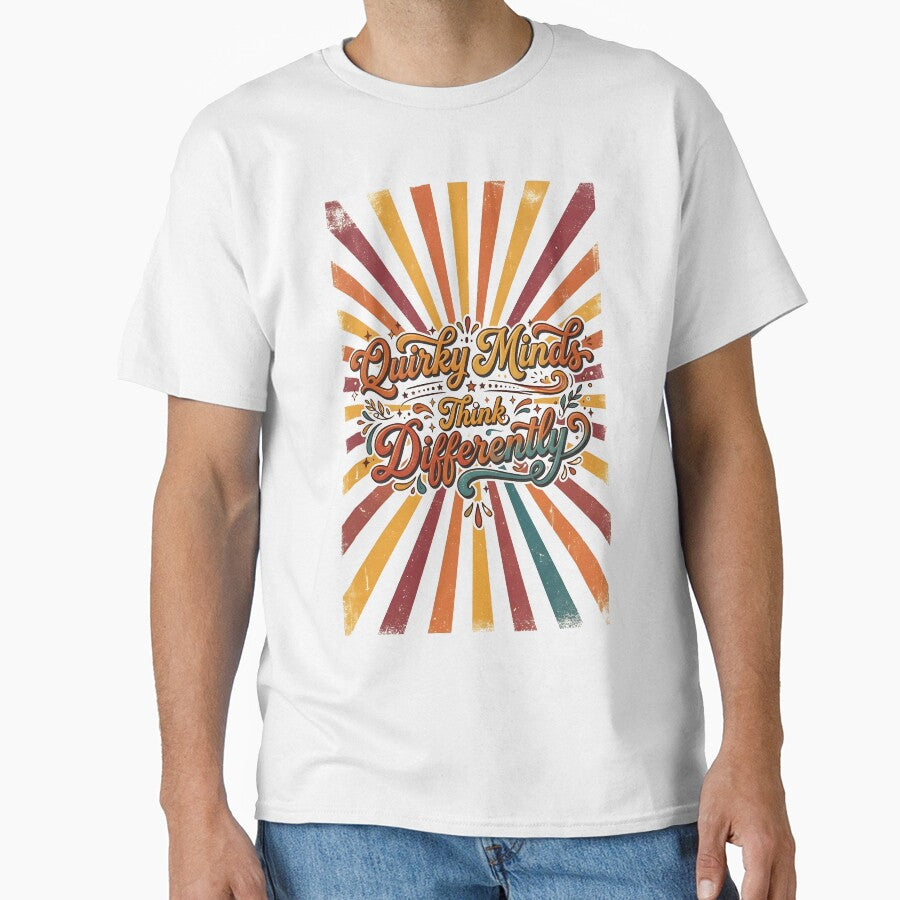 Quirky Minds Think Differently — Retro Neurodivergent T-Shirt by CHAOS_CLUB