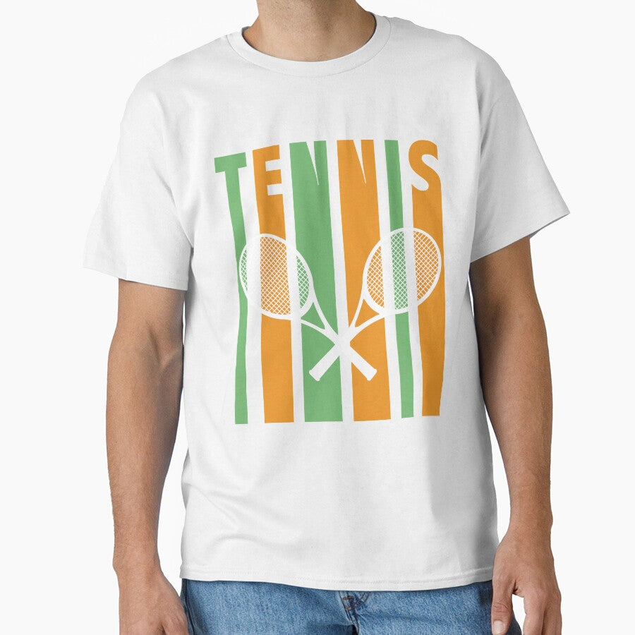 Retro 1970's Style Tennis Player Silhouette Novelty T-Shirt by Bendthetrend