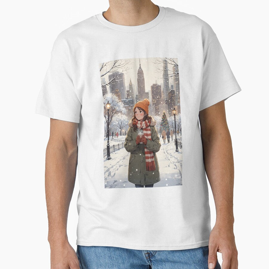 Anime Woman in Winter, Central Park, New York – Cozy Snowy Stroll by Chibifaceneko