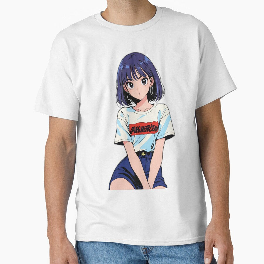 Retro 90s Anime Girl Minimal Aesthetic by ShadowsInk