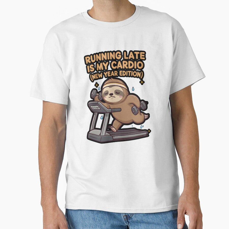 Funny Sloth Running Late Cardio Design - New Year Edition Lazy Workout Graphic by KivaroArt