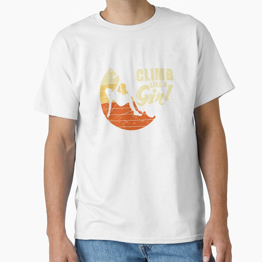 Climb Like A Girl Rock Climbing graphic, Cliff Climber Tee by Lisbob