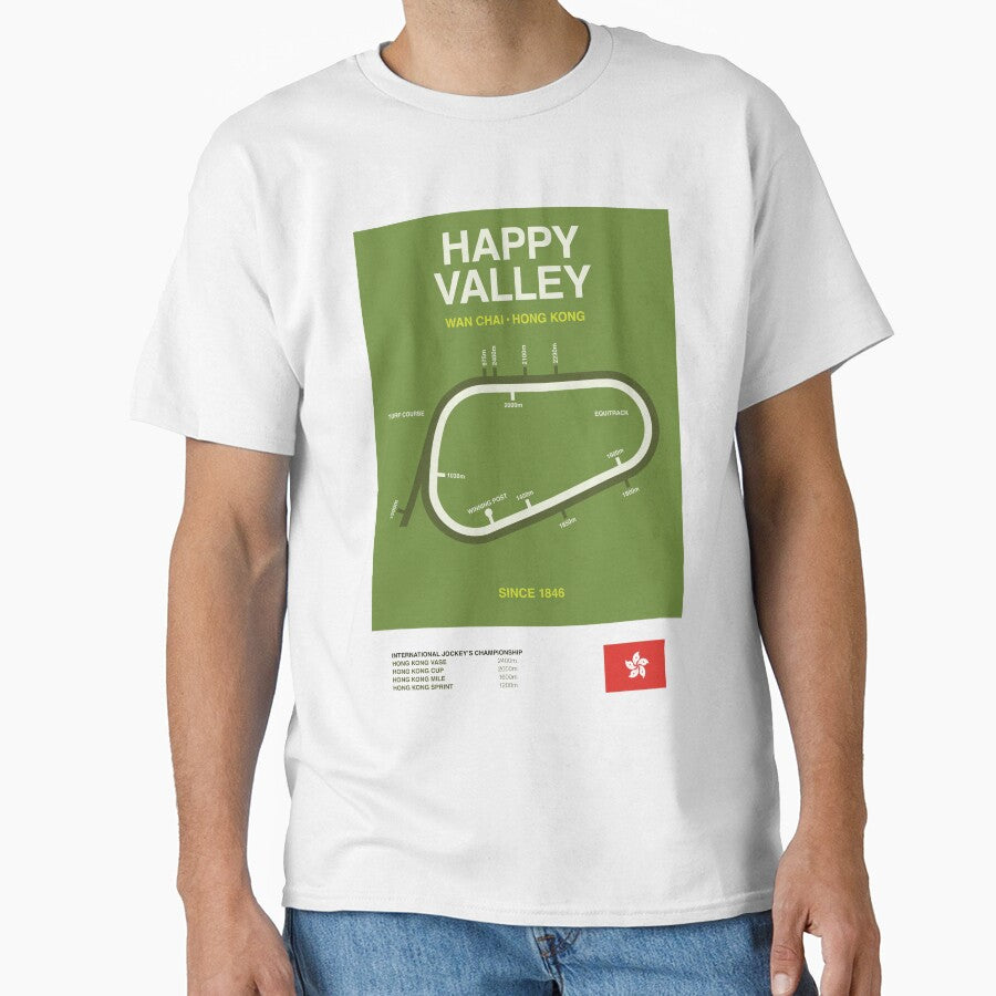 Minimalist Happy Valley Horse Racing Course Line Print by The Circuit Collection