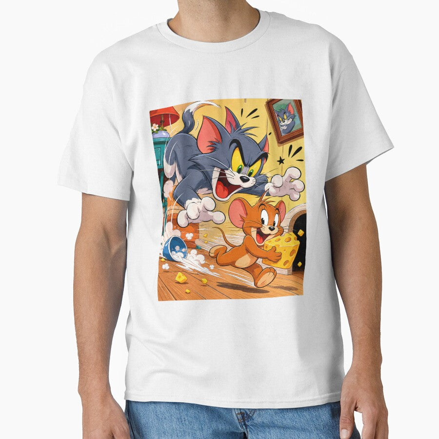 om and Jerry Retro Cartoon - Vintage Nostalgia Cheese Chase by A-M-G-Shop