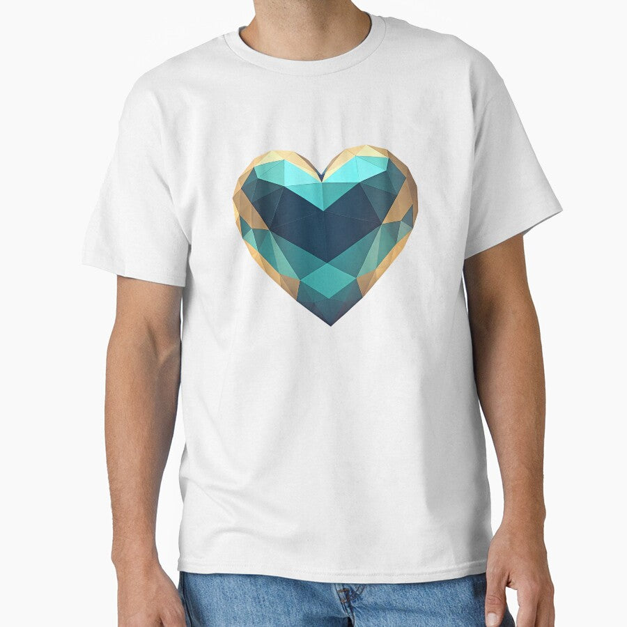 Geometric Heart with Blue and Gold Design by ZetaDream