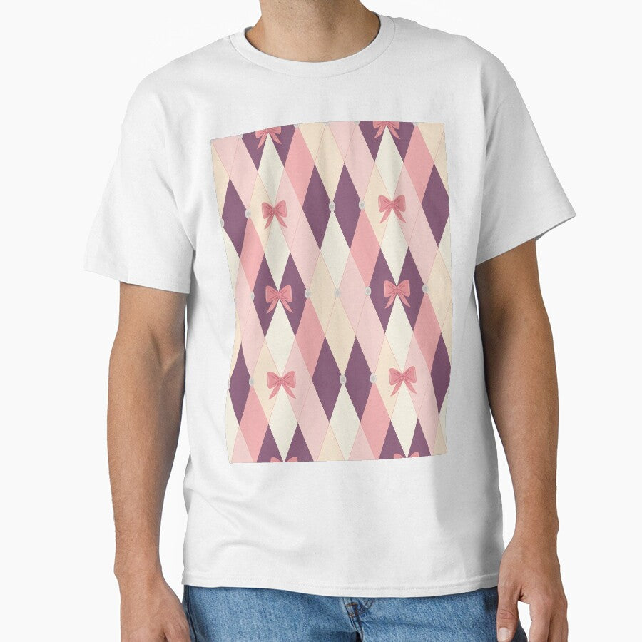 Coquette Argyle Bow Pattern | Pastel Pink Preppy Seamless Coquette Design by Tamas Das