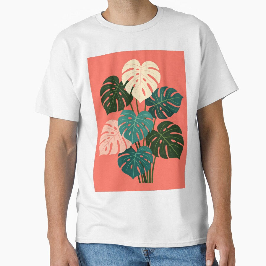 Monstera Leaf Botanical Print Colorful Tropical Plant Illustration by Owcomm