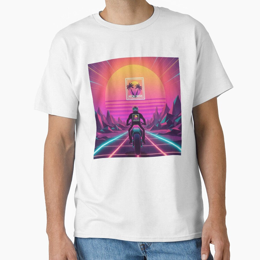 Neon Oasis Rider – Retro Futuristic Vaporwave Art by Dogandesighn