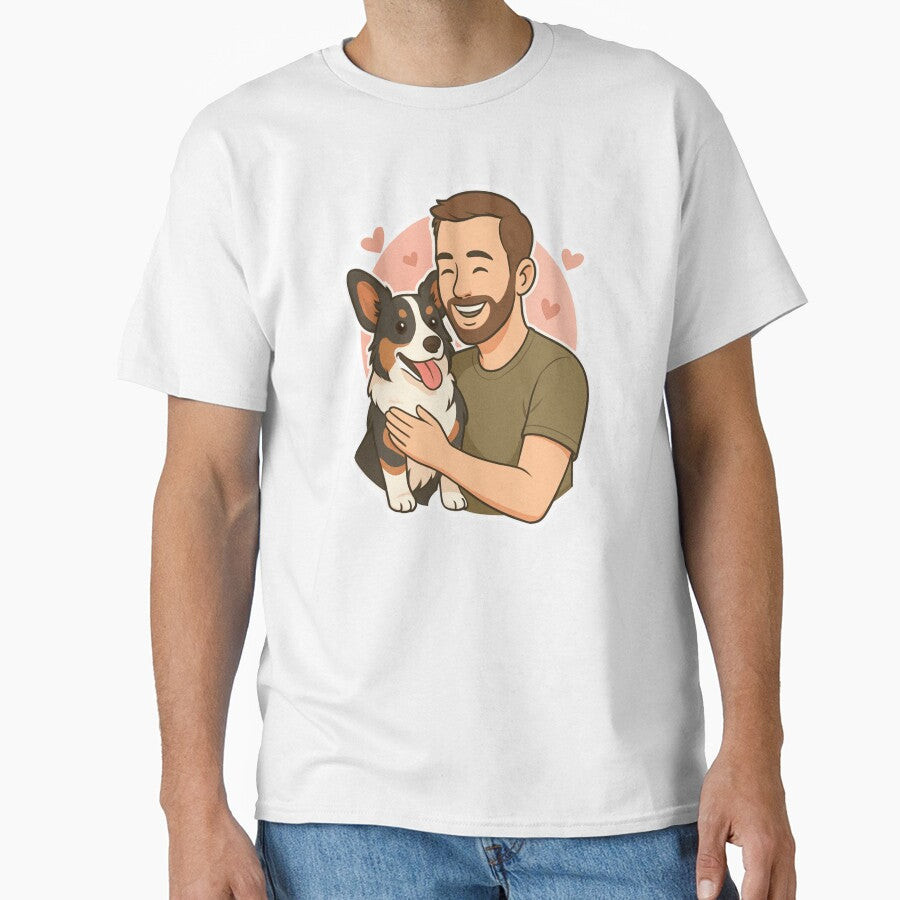 Tail of Friendship: Man & Cardigan Welsh Corgi Cartoon by GoodyPaws