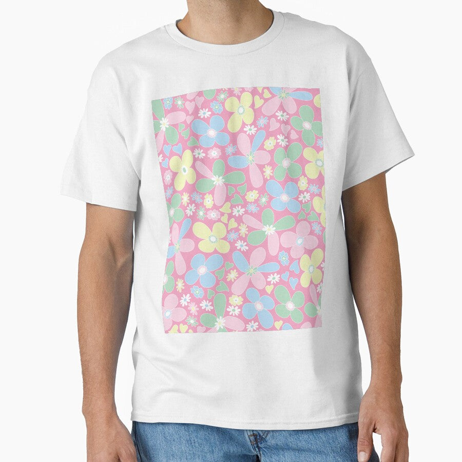 PINK VINTAGE PASTEL BOHO RETRO 60S 70S FLOWER PATTERN DANISH SCANDINAVIAN STYLE by blomastudios