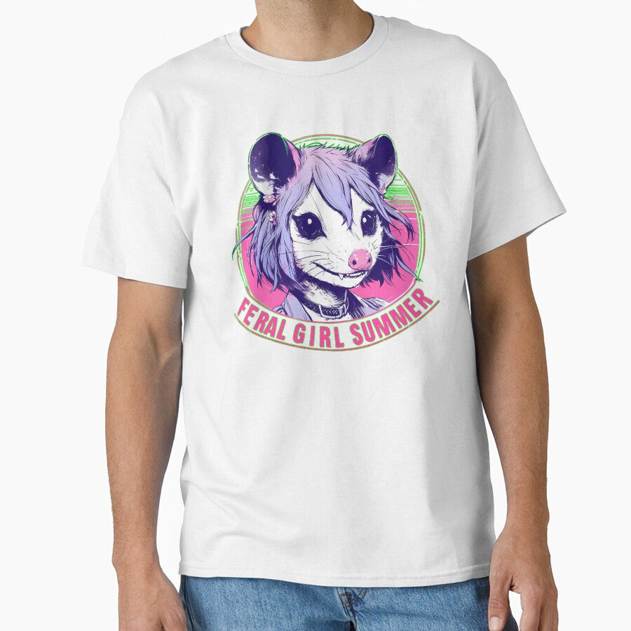 Feral Girl Summer Opossum Vaporwave by TomFrontierArt