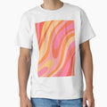 Wavy Loops Colorful Retro Abstract Pattern Pink Yellow and Orange by kierkegaard