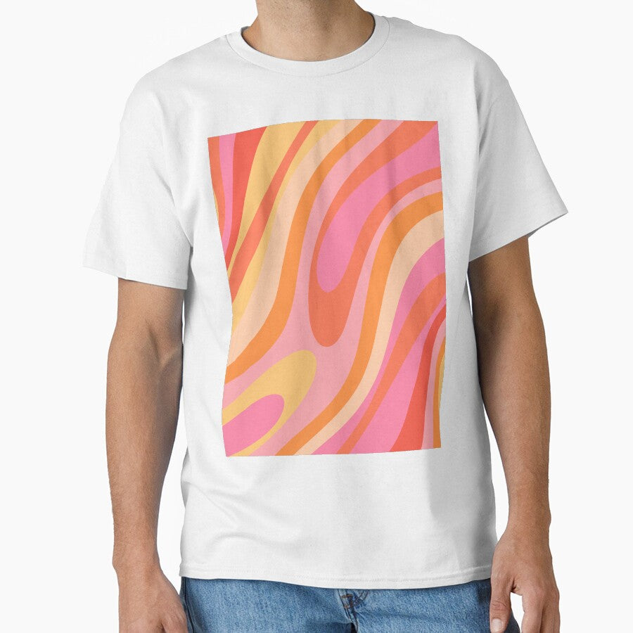 Wavy Loops Colorful Retro Abstract Pattern Pink Yellow and Orange by kierkegaard