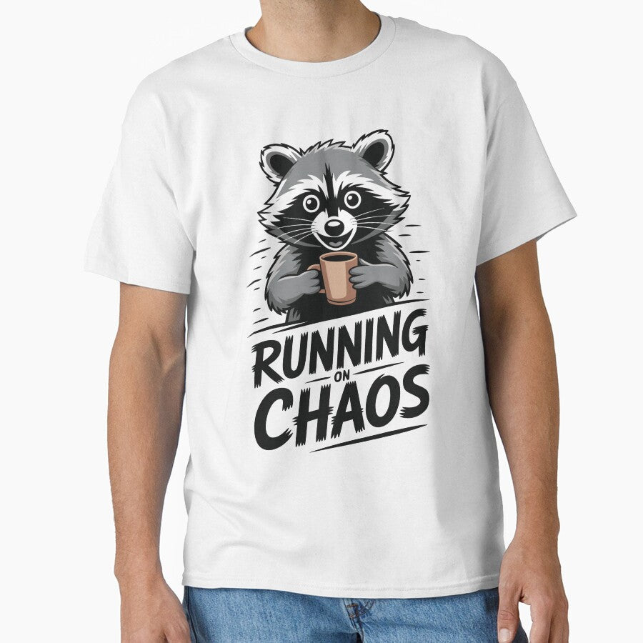 Running On Chaos Funny Raccoon Coffee Lover by Snout & Shout.