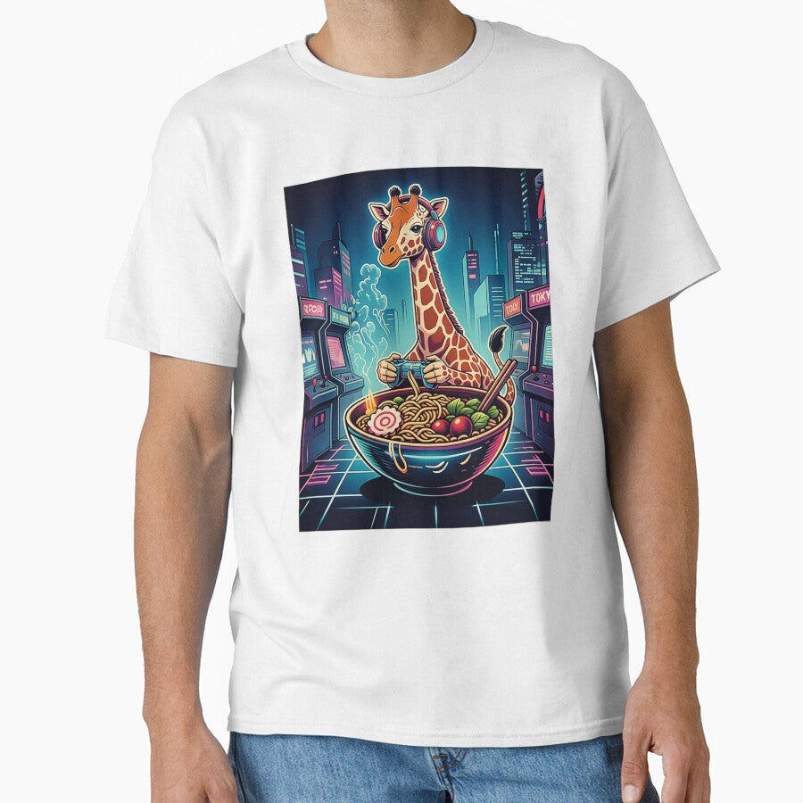 Giraffe Gamer Ramen Neon Arcade by FemmeForge