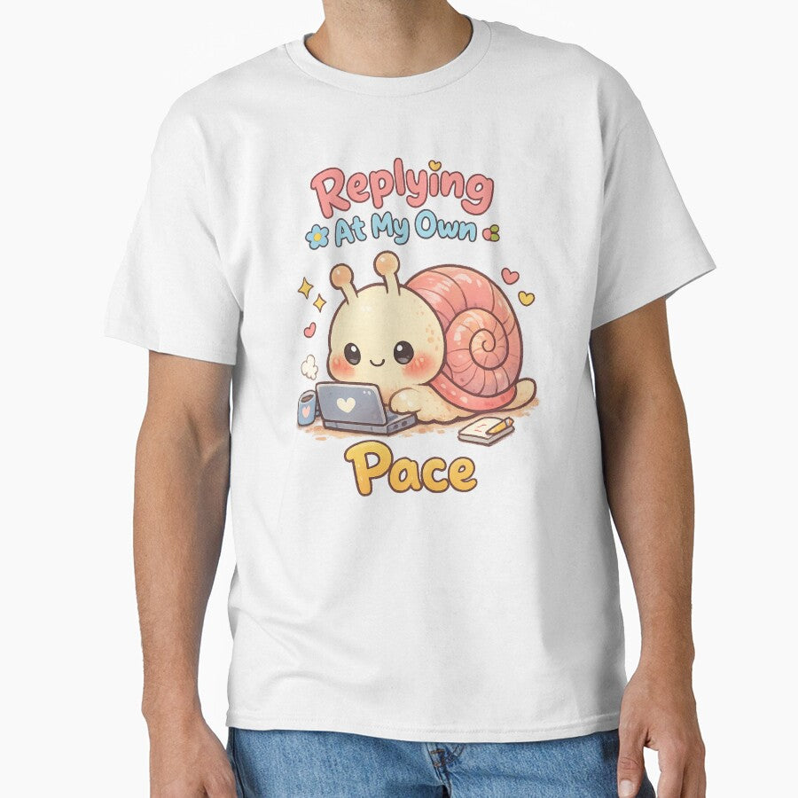 Cute Snail Working From Home | Kawaii Slow Productivity Laptop Art by PopCulturePixel