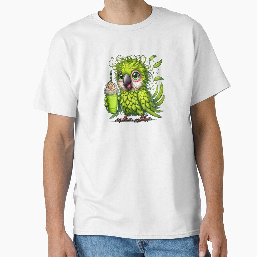 Cute Matcha Parrot – Kawaii Green Bird Coffee Art by Lulunza