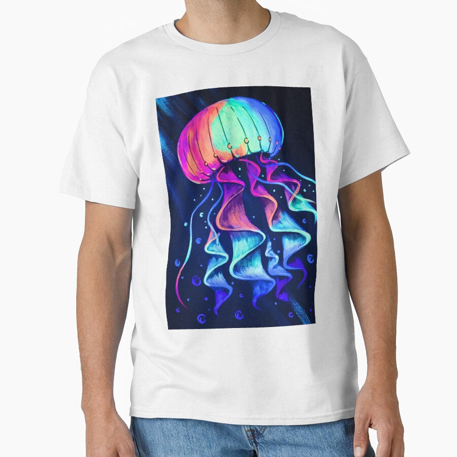 Glowing Jellyfish – Neon UV Ocean Art with Psychedelic Ribbons and Blacklight Glow by GiveitaGogh