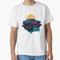 Neon Drive Retro Sunset Car Art by MysticArtisan