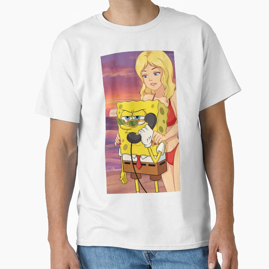 Yellow Sponge Beach Sunset Cartoon by beastmaster6