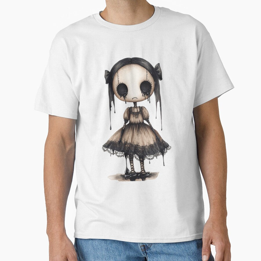 Creepy Cute Doll – Gothic Horror Art with Dripping Black Tears by DirtyDishCloth