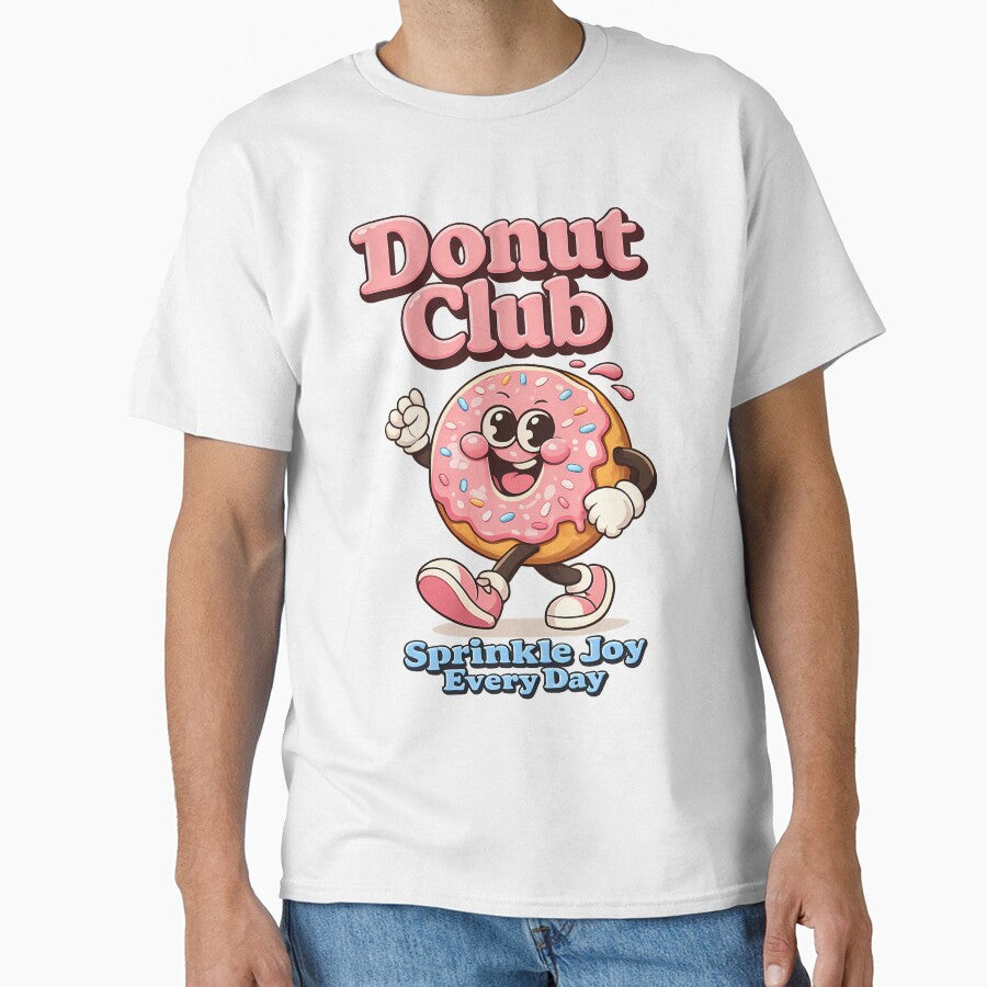 Donut Club Retro Cartoon Design | Cute Kawaii Dessert Streetwear T-Shirt by karim2556