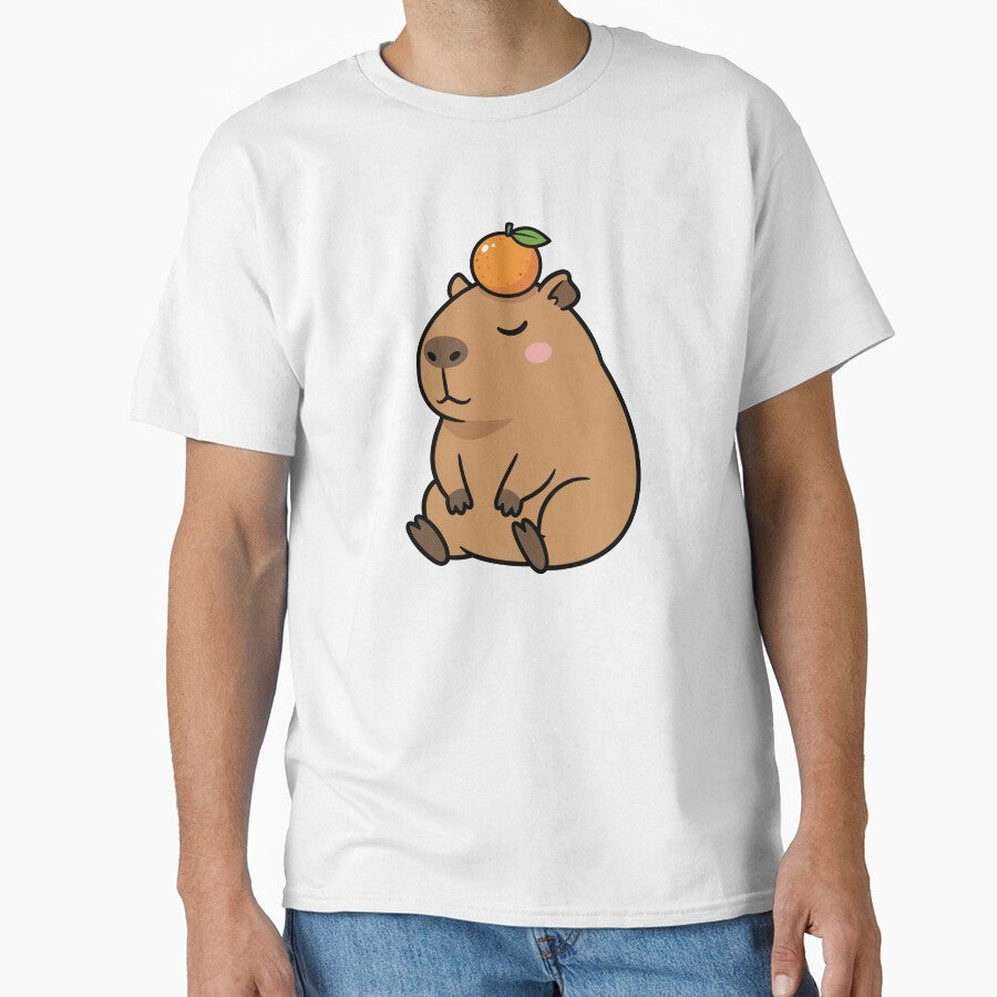 Zen Chill Capybara with Orange Yuzu Fruit by dmejpl
