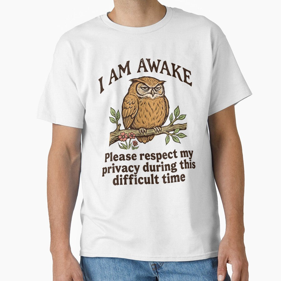 I Am Awake Please Respect My Privacy Funny Grumpy Owl by VioletNance