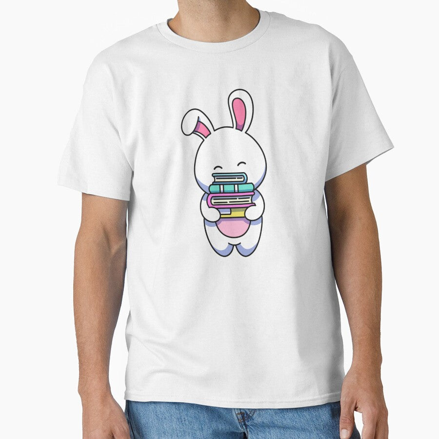 Bookish Bunny – Cute Book Stack Lover Design by yogiskencing