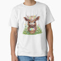 EASTER CUTE BABY HIGHLAND COW, SITTING BY AN EASTER BASKET by davidjulie