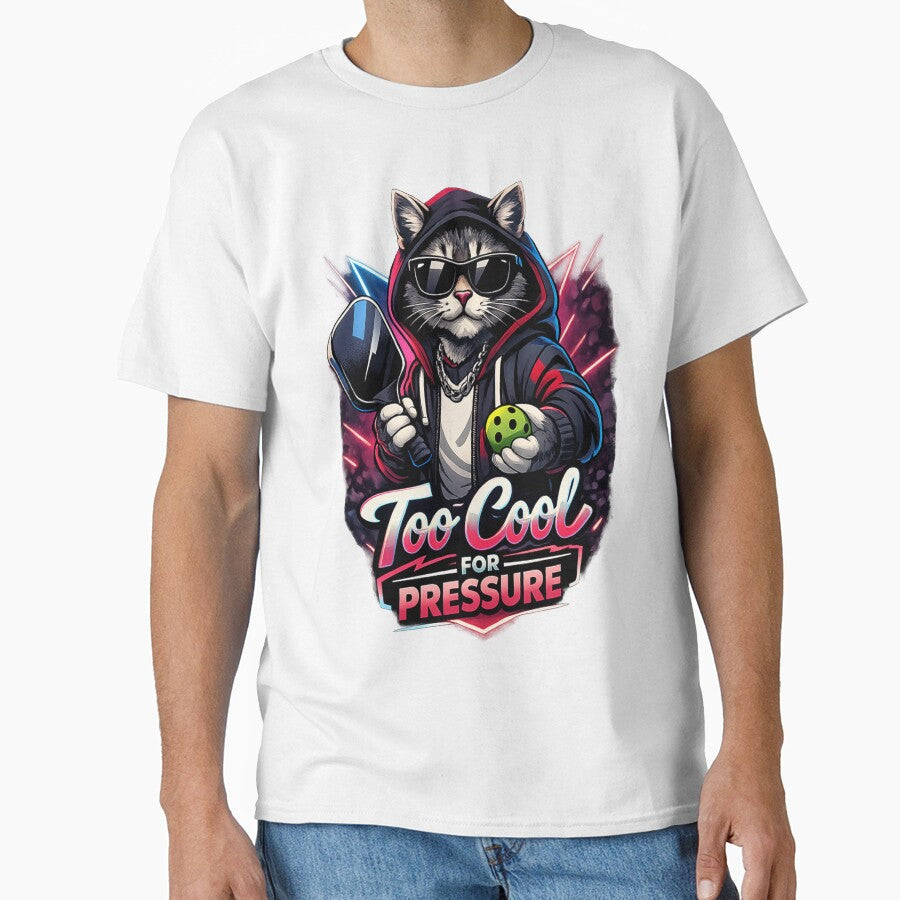 Too Cool For Pressure Cat Pickleball Neon Art by Xemora