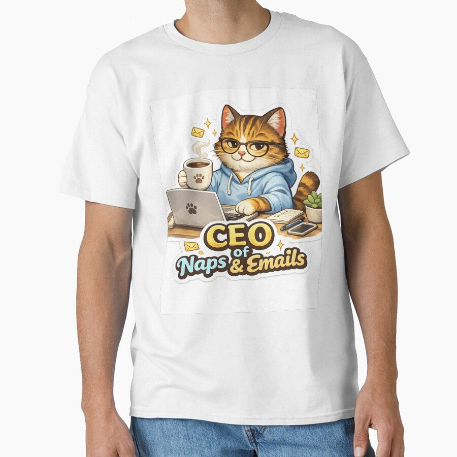CEO of Naps & Emails – Work From Home Cat Boss Funny Sticker by VibeVauilt