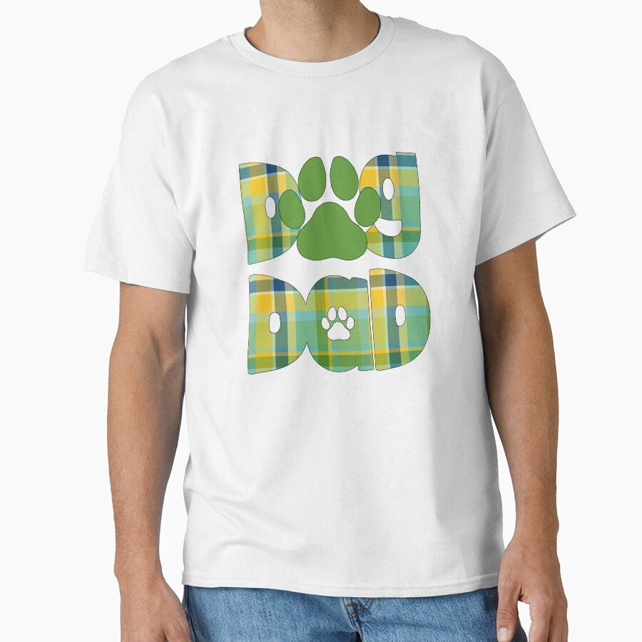 Dog Dad Green Blue Yellow Plaid by HeidiMyersArt